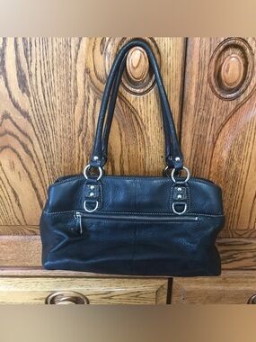 Wilsons Genuine Leather Black Purse Animal Print Silver Buckles